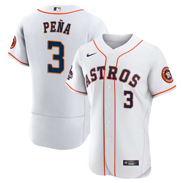 Men%27s Houston Astros #3 Jeremy Pena 2022 World Series White Flex Base Stitched Baseball Jersey